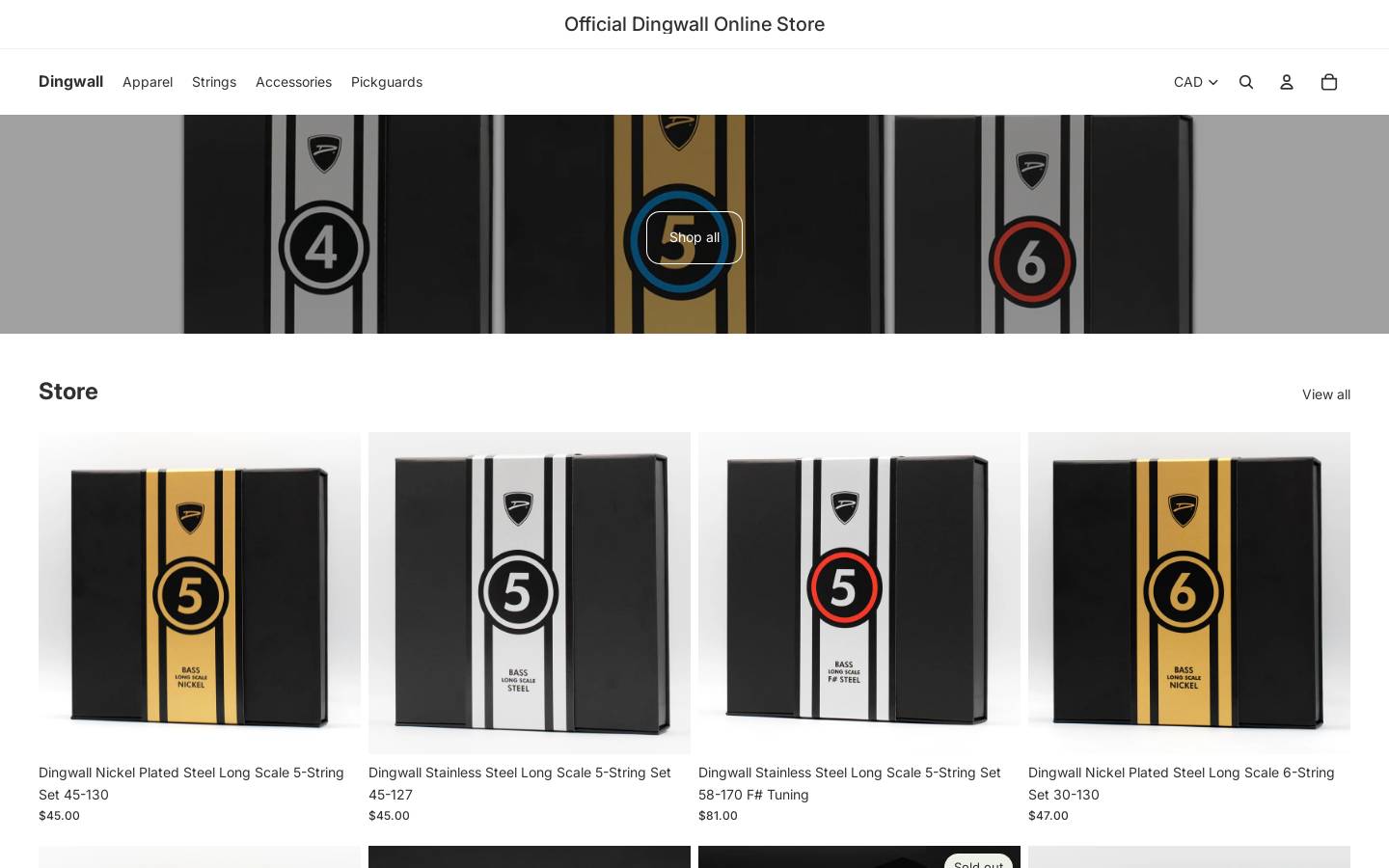 dingwallstore.com homepage screenshot