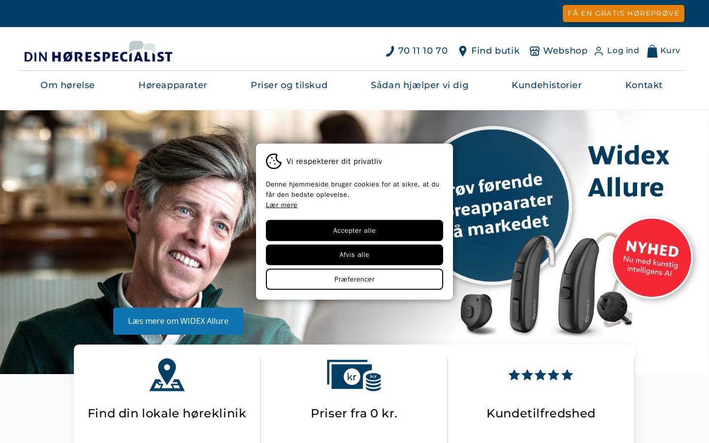 Din Hørespecialist homepage screenshot