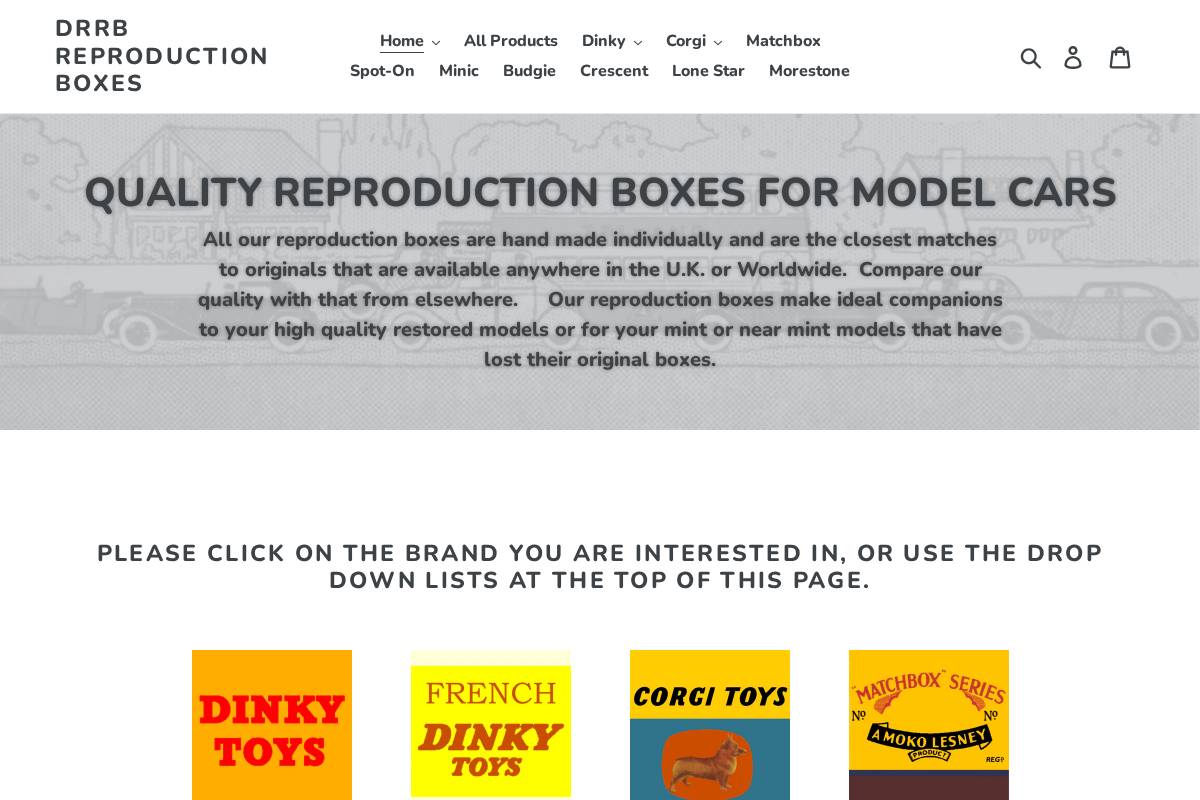 Dinkyboxes homepage screenshot