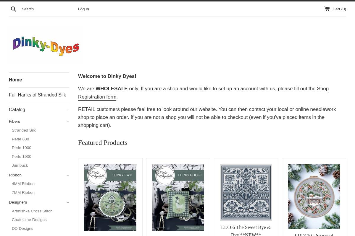 dinkydyes.com homepage screenshot