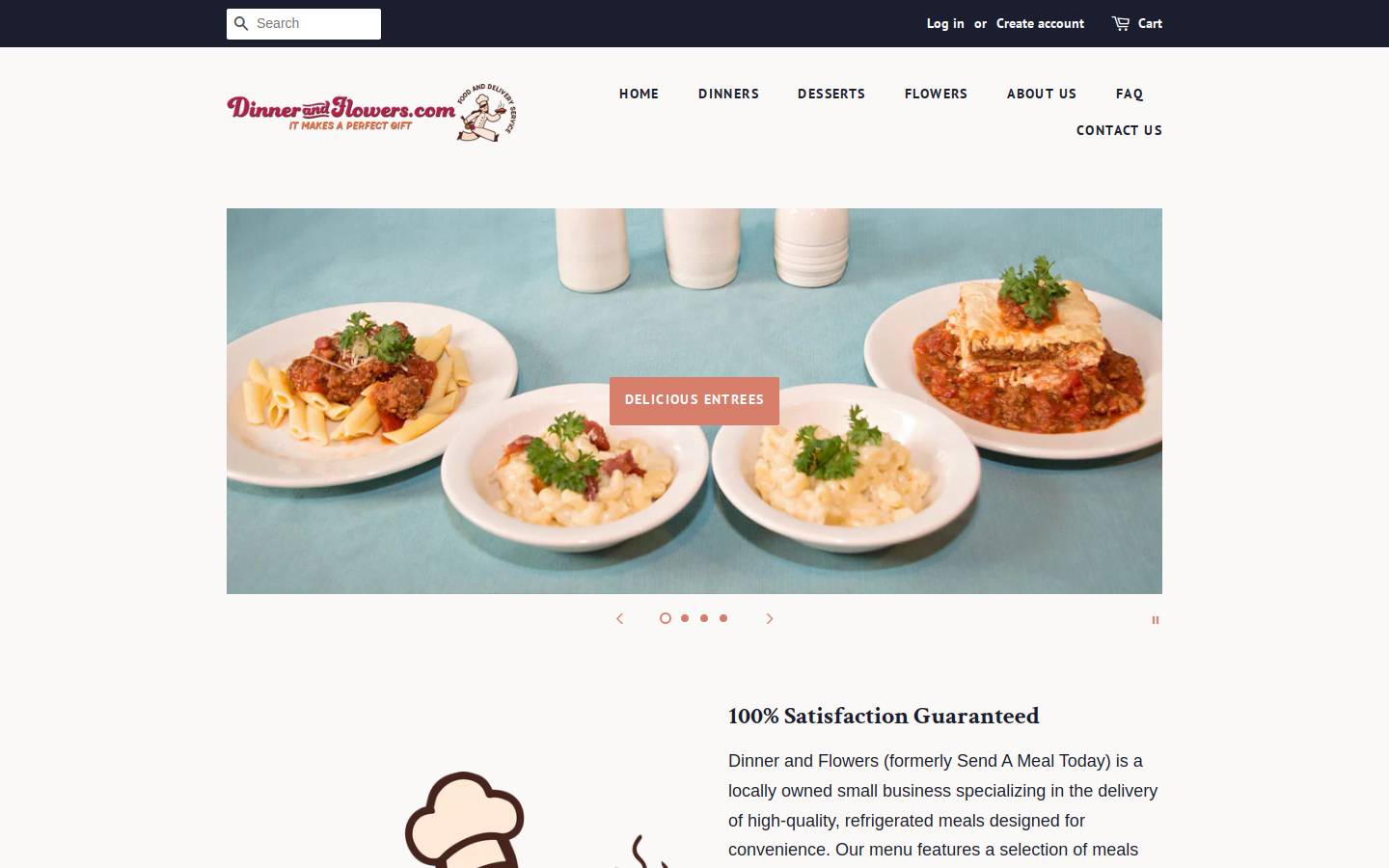 dinnerandflowers.com homepage screenshot