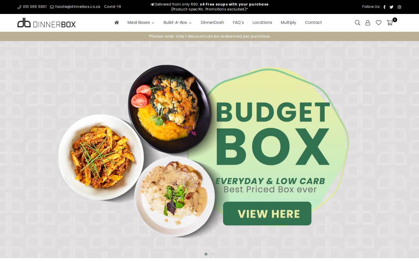 dinnerbox.co.za homepage screenshot