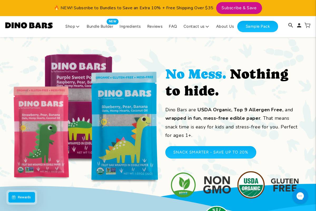 dinobars.com homepage screenshot