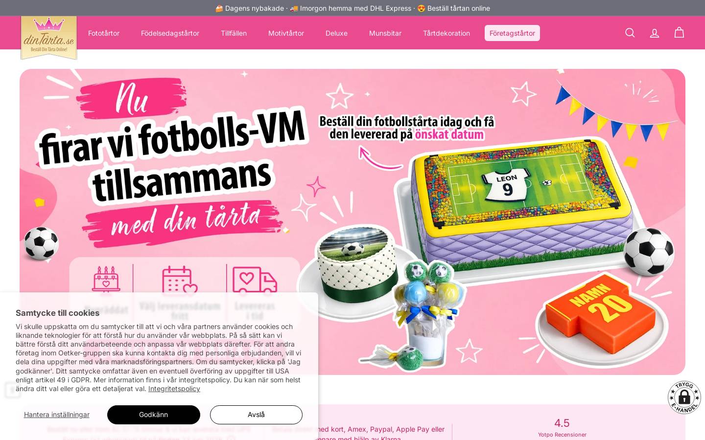 DinTårta.se homepage screenshot