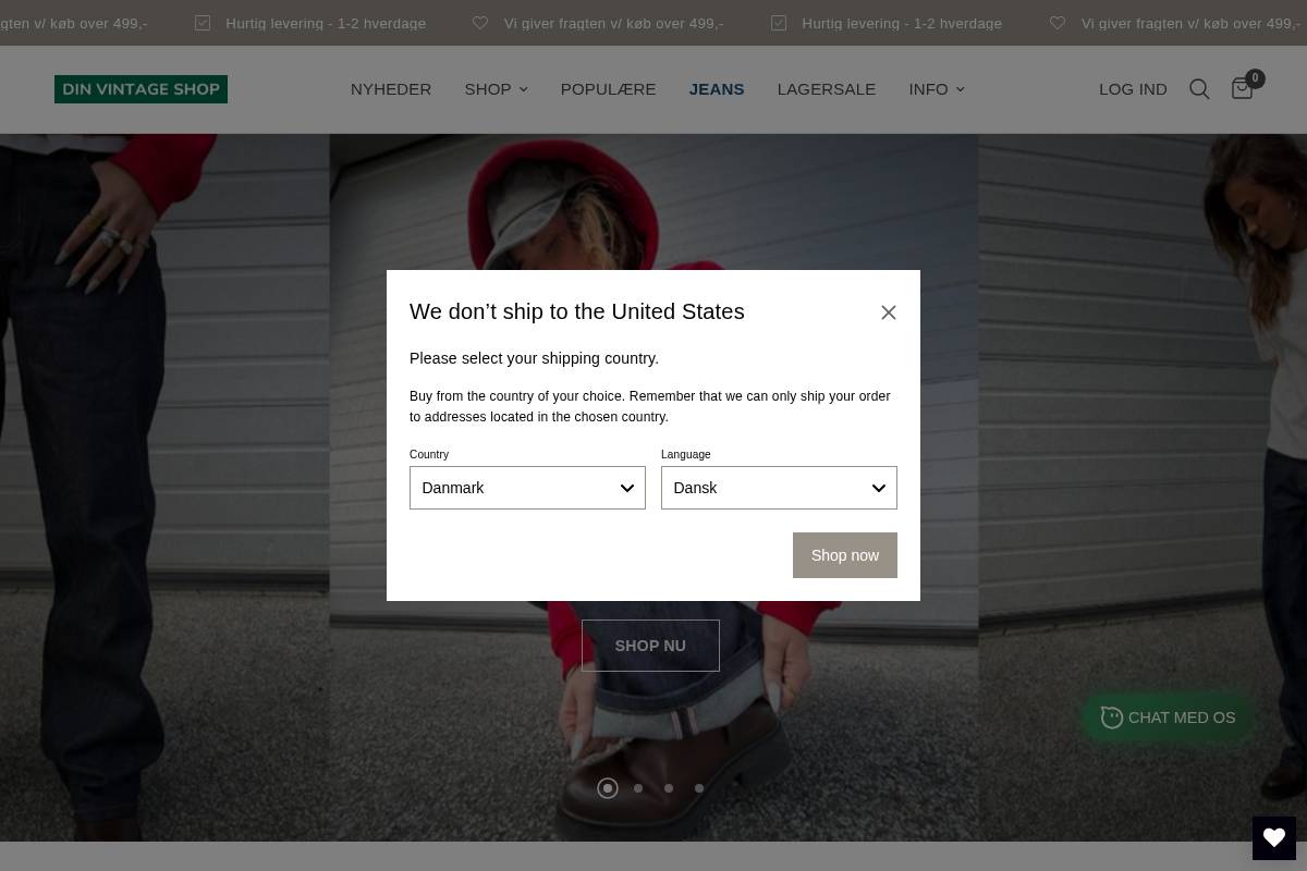 Dinvintageshop homepage screenshot