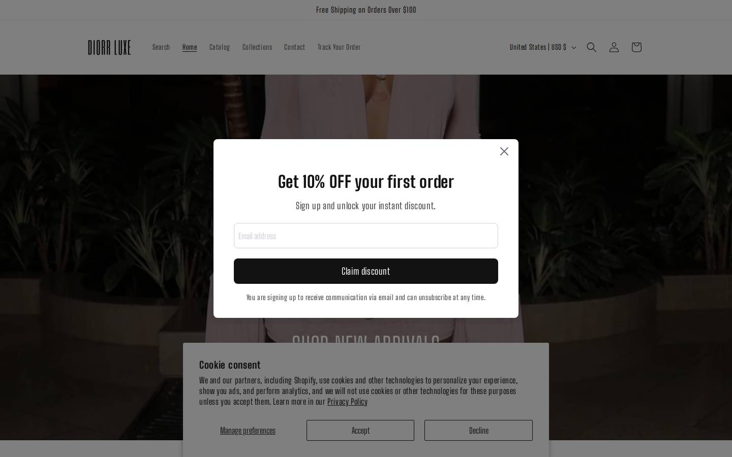 diorrluxe.com homepage screenshot