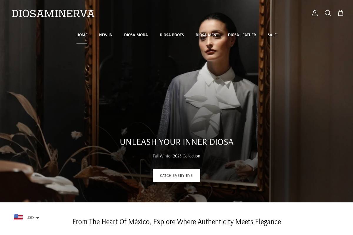 diosaminerva.com homepage screenshot