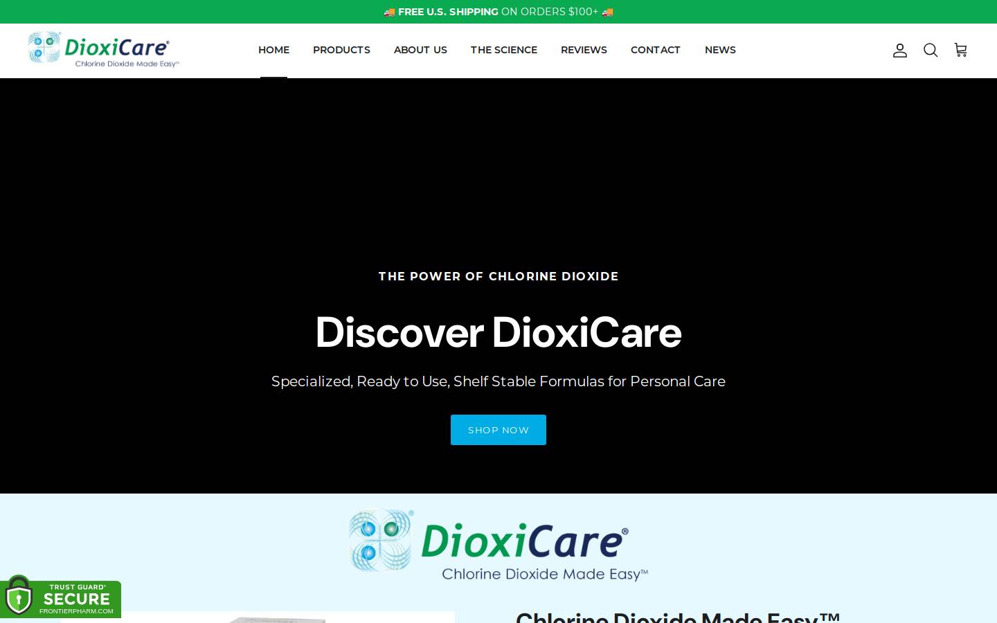 dioxirinse.com homepage screenshot
