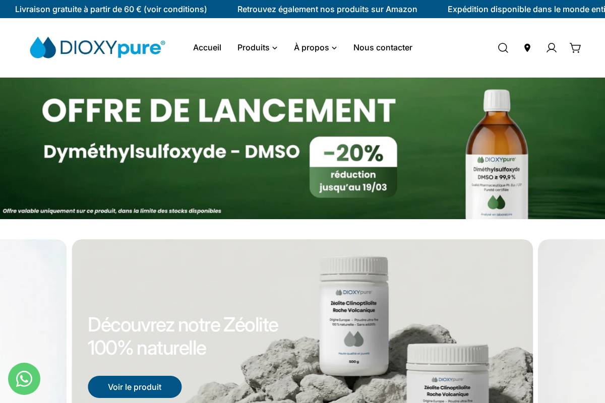 Dioxypure homepage screenshot