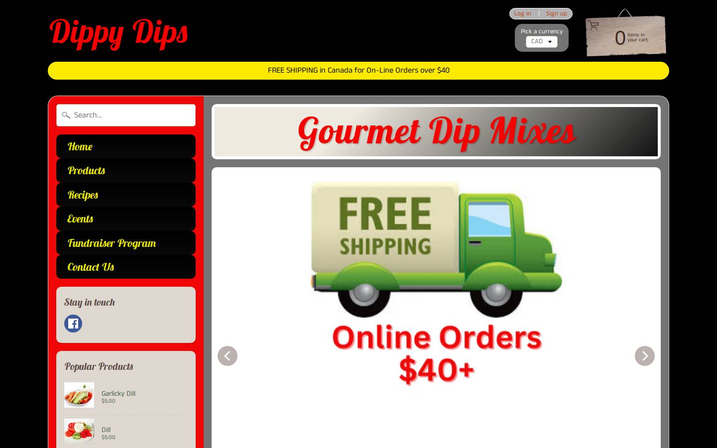 dippydips.ca homepage screenshot