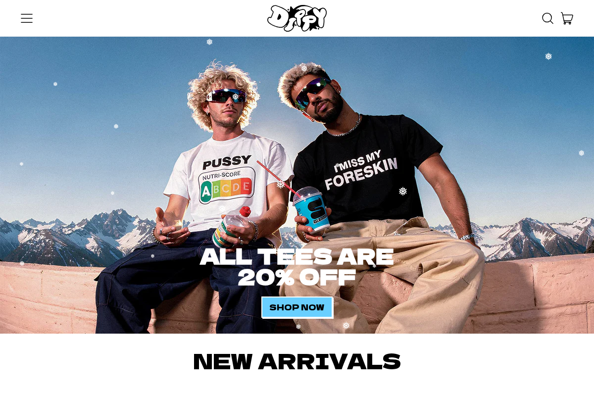 Dippytees homepage screenshot