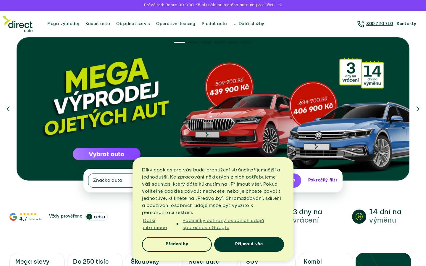direct-auto.cz homepage screenshot