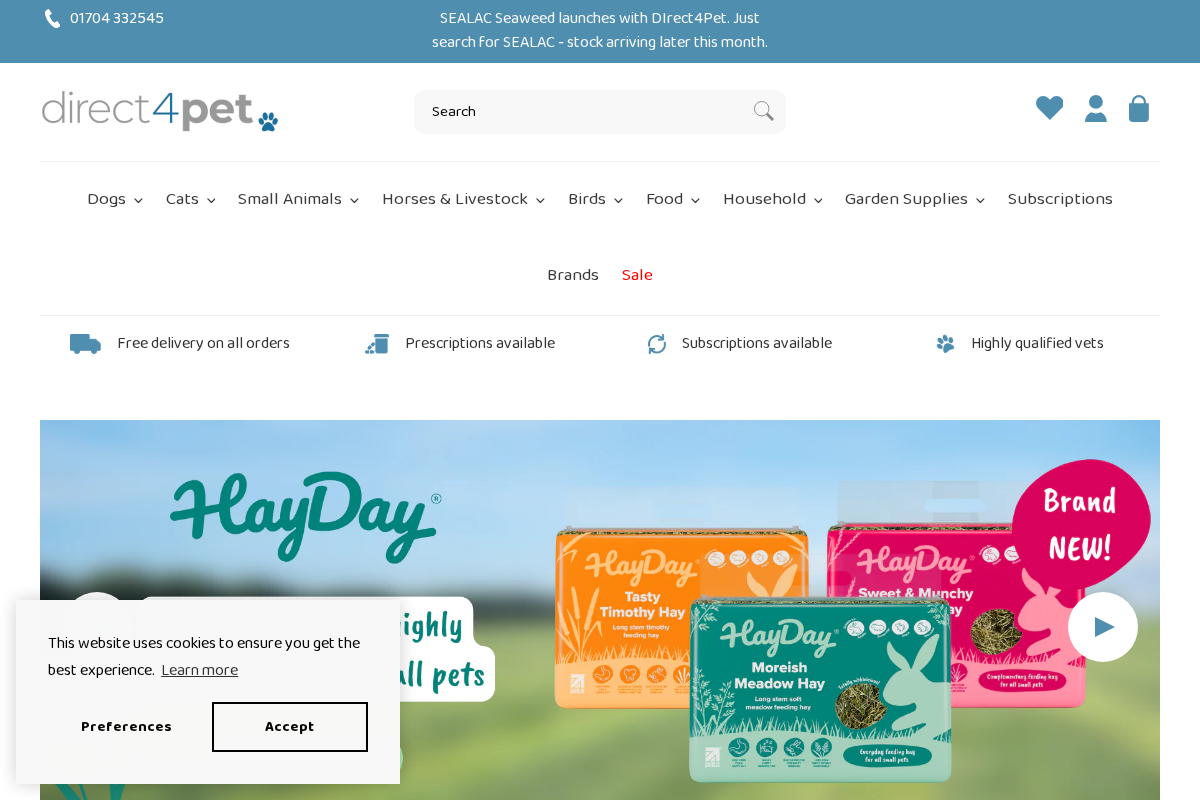 Direct4pet homepage screenshot