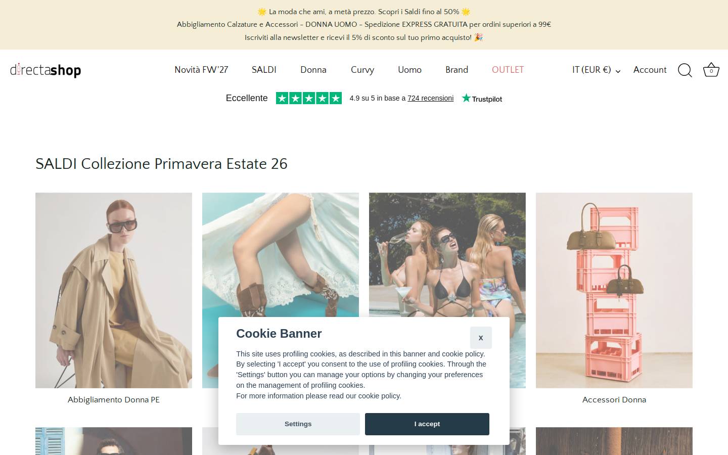 DirectaShop.it homepage screenshot