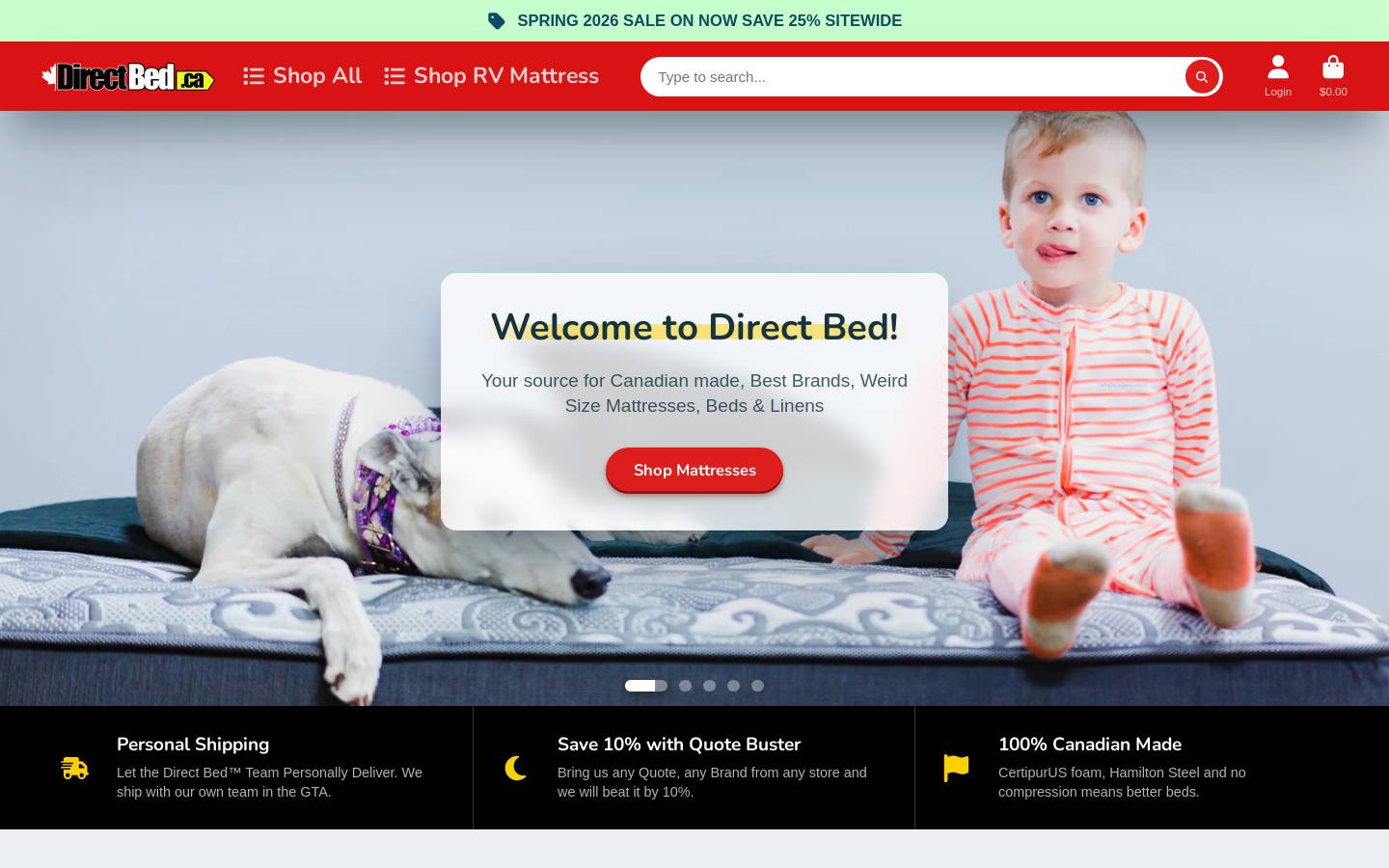 directbeds.ca homepage screenshot