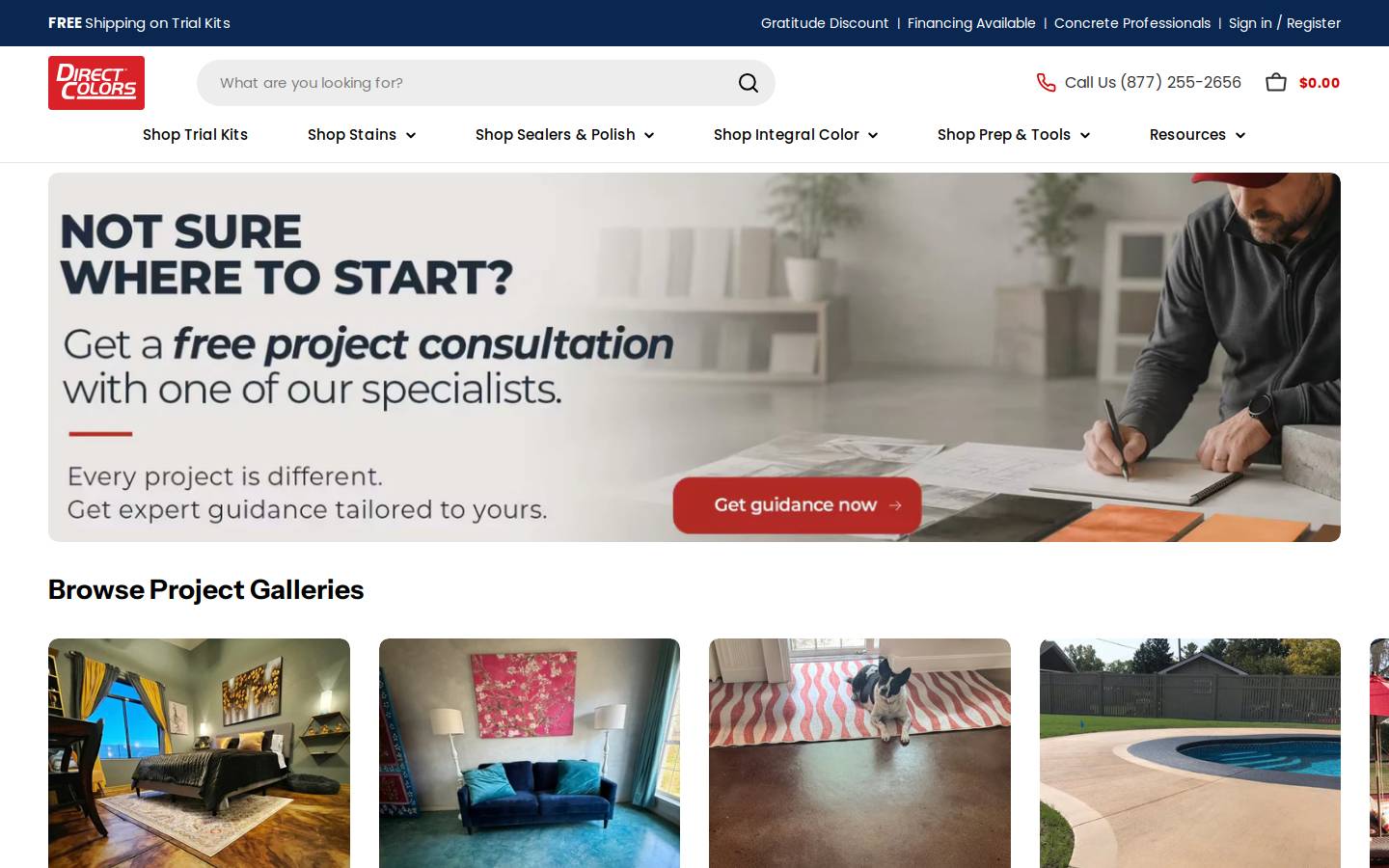 Directcolors homepage screenshot