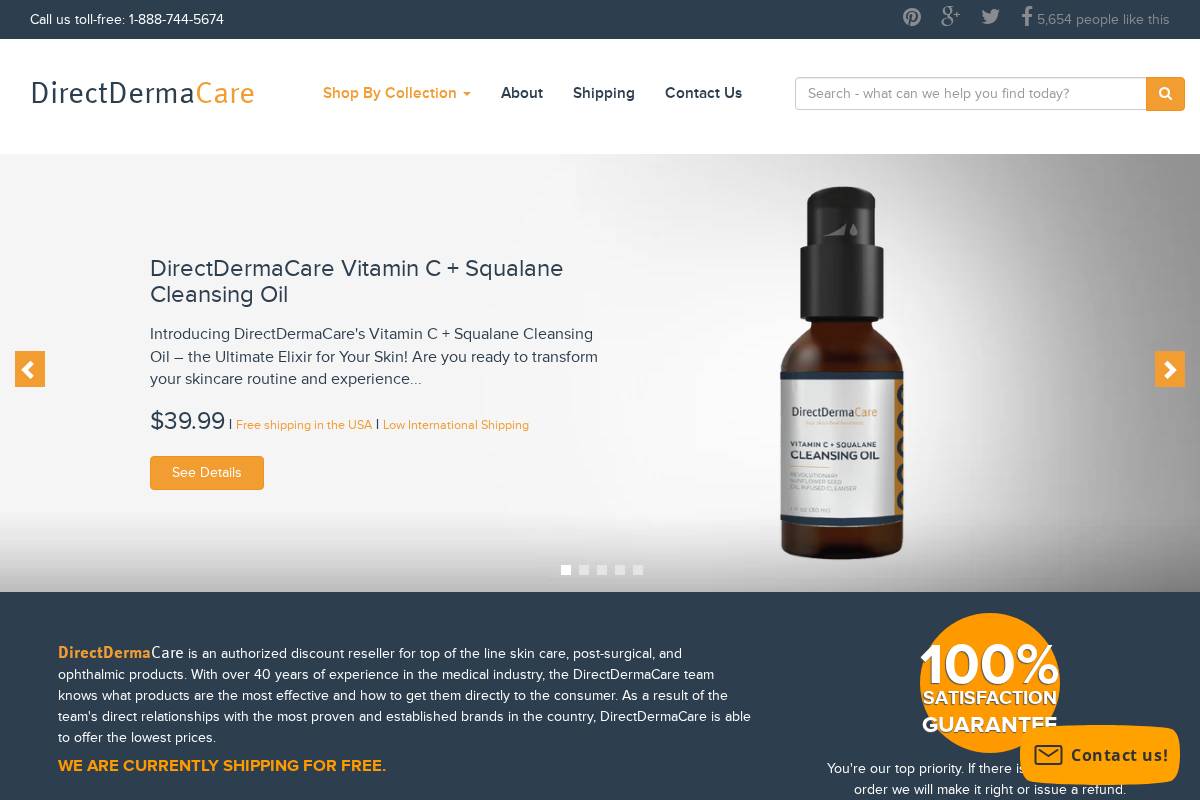 DirectDermaCare homepage screenshot