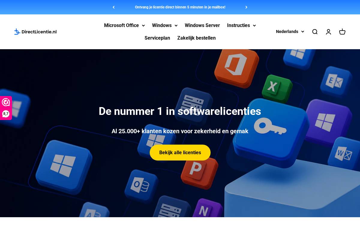 Directlicentie.nl homepage screenshot