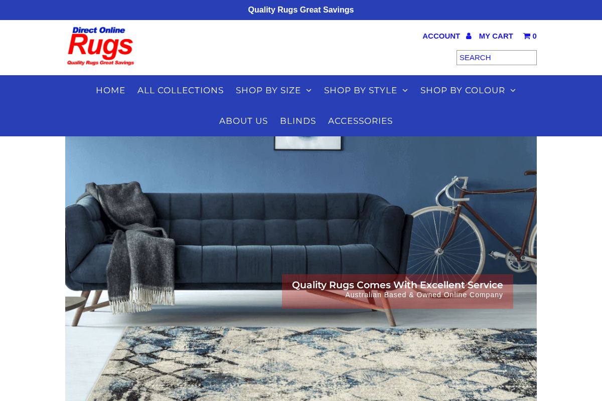 Direct Online Rugs homepage screenshot