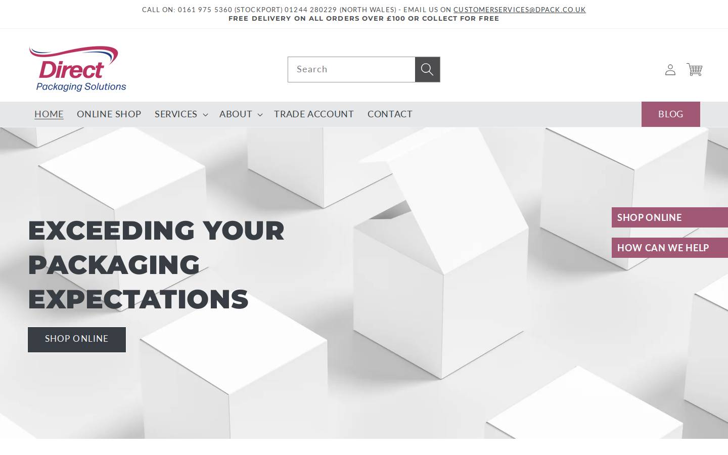 Direct Packaging Solutions homepage screenshot