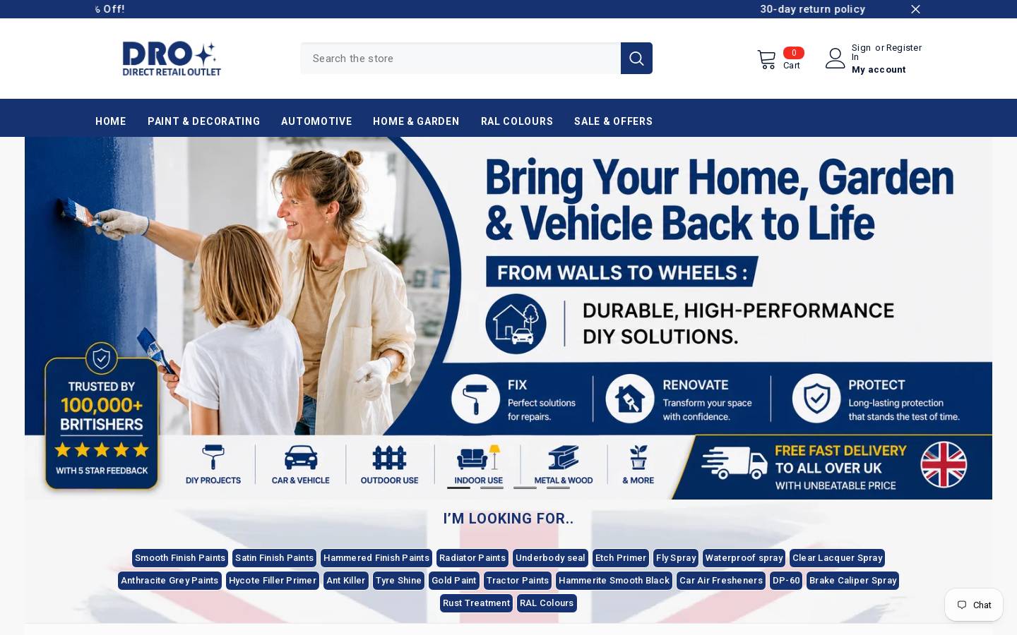 Directretailoutlet homepage screenshot