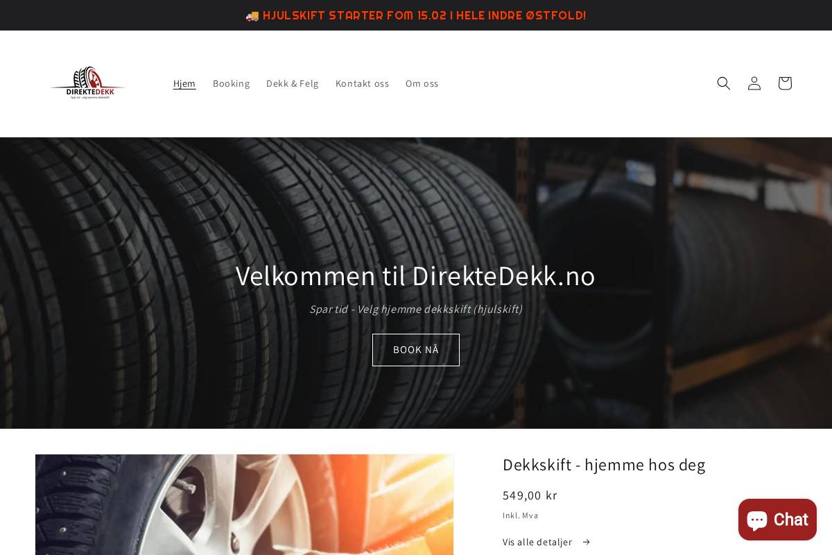 Direktedekk homepage screenshot