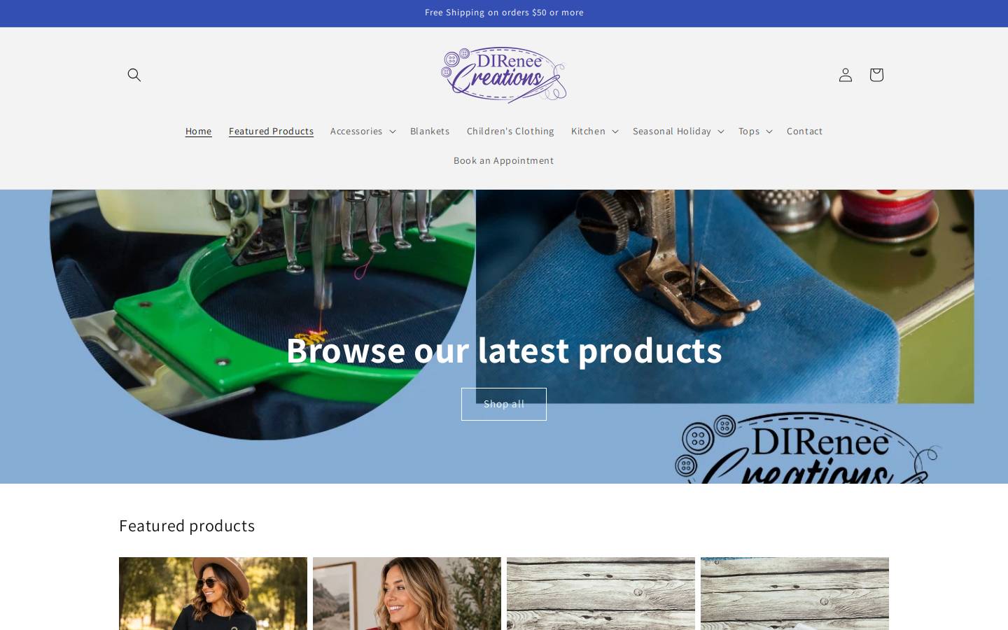 direneecreations.com homepage screenshot