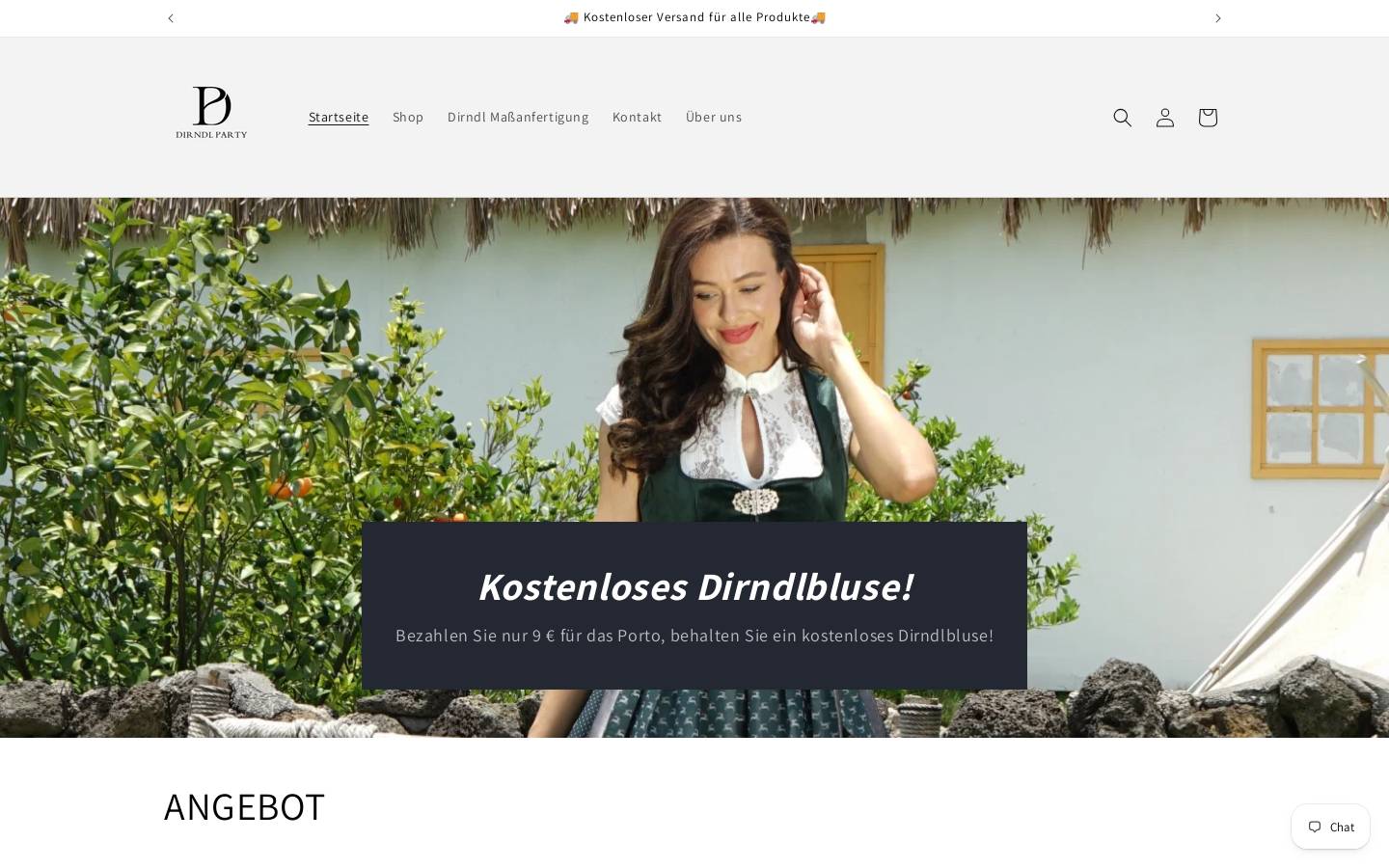 dirndlparty.com homepage screenshot