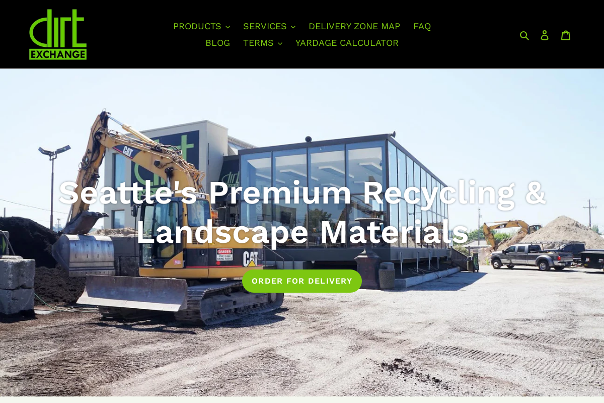 Dirt Exchange homepage screenshot