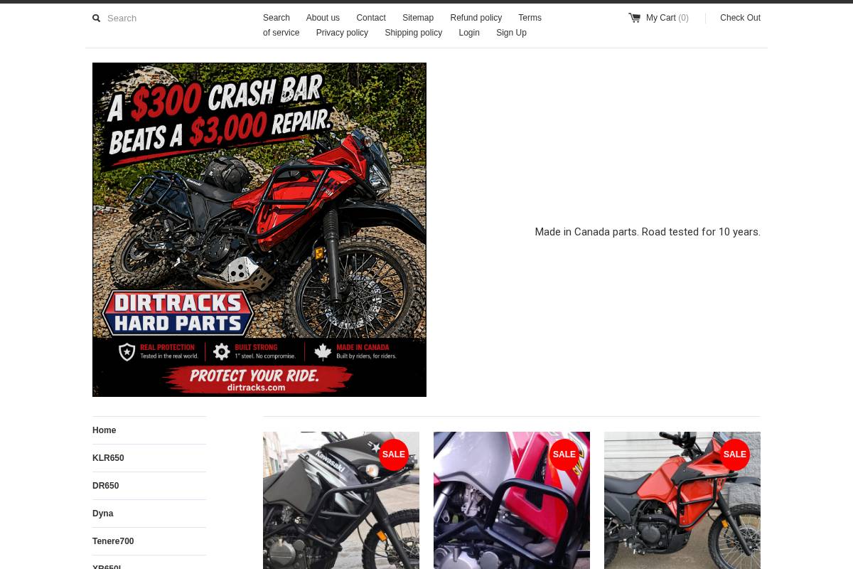 dirtracks.ca homepage screenshot