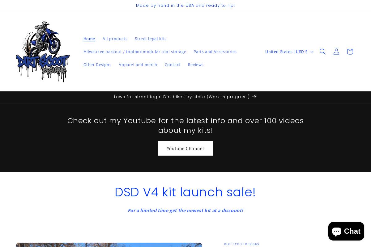 Dirt Scoot Designs homepage screenshot