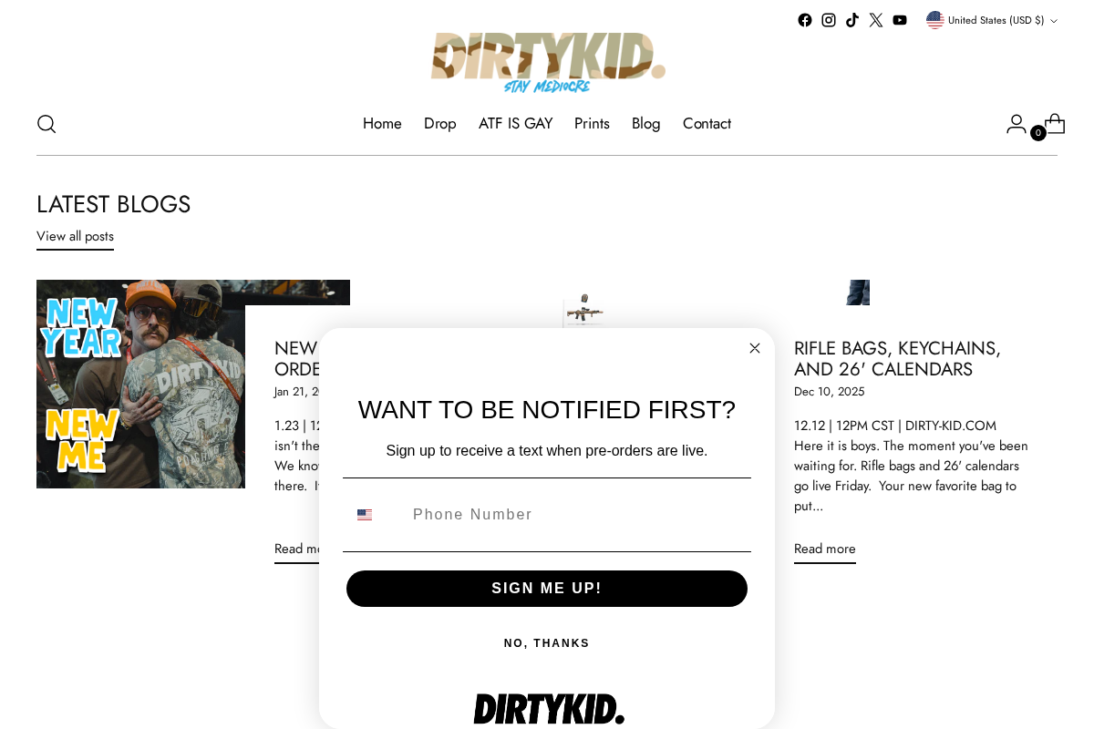 Dirty Kid homepage screenshot