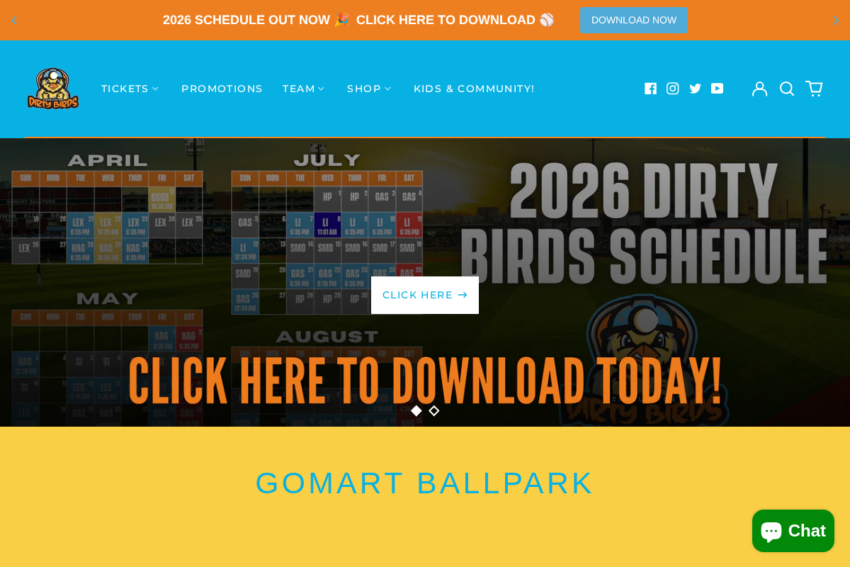 Charleston Dirty Birds homepage screenshot