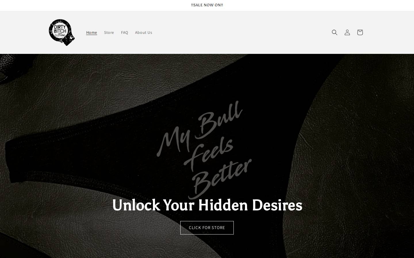 dirtybitchclothing.com homepage screenshot
