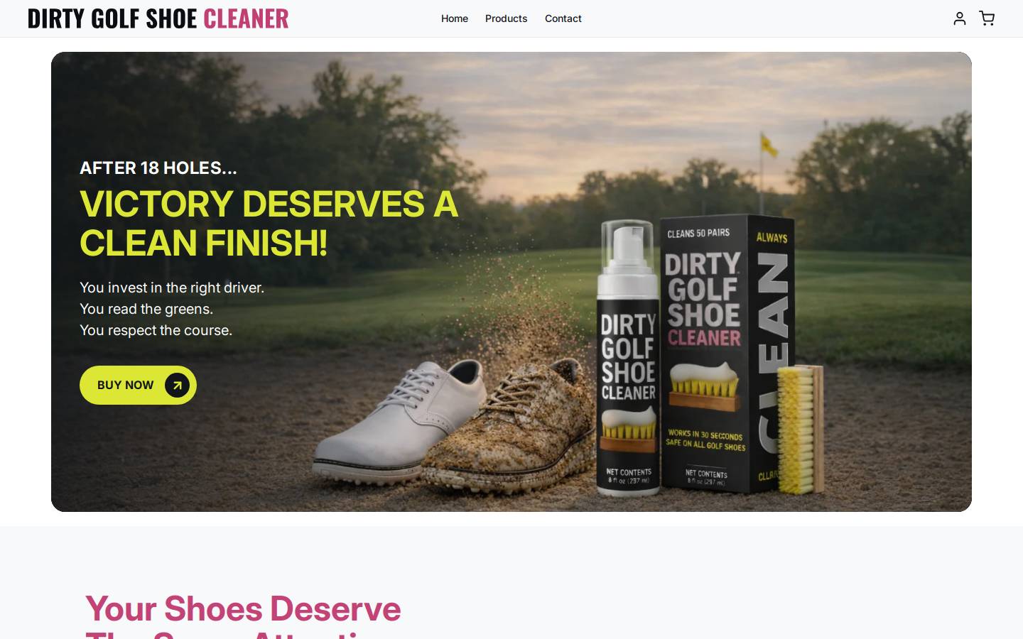 dirtygolfproducts.com homepage screenshot