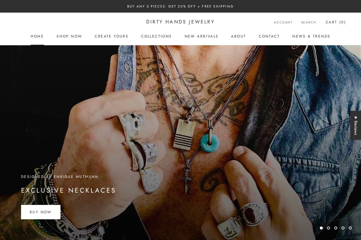 dirtyhandsjewelry.com homepage screenshot
