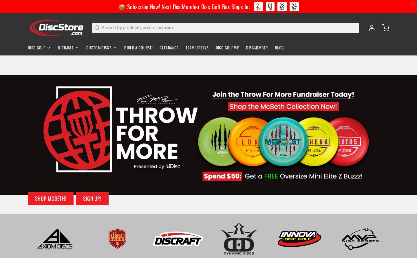 discgolfbags.com homepage screenshot