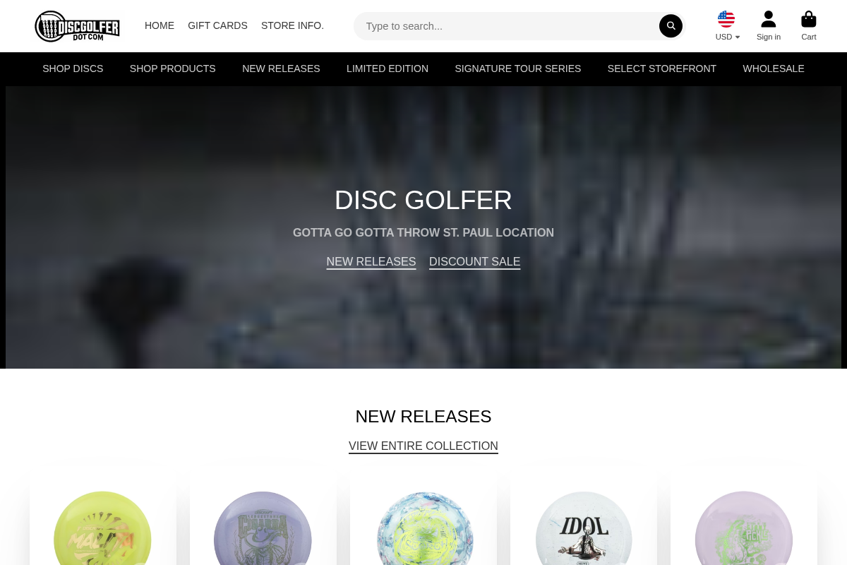 Discgolfer.com homepage screenshot