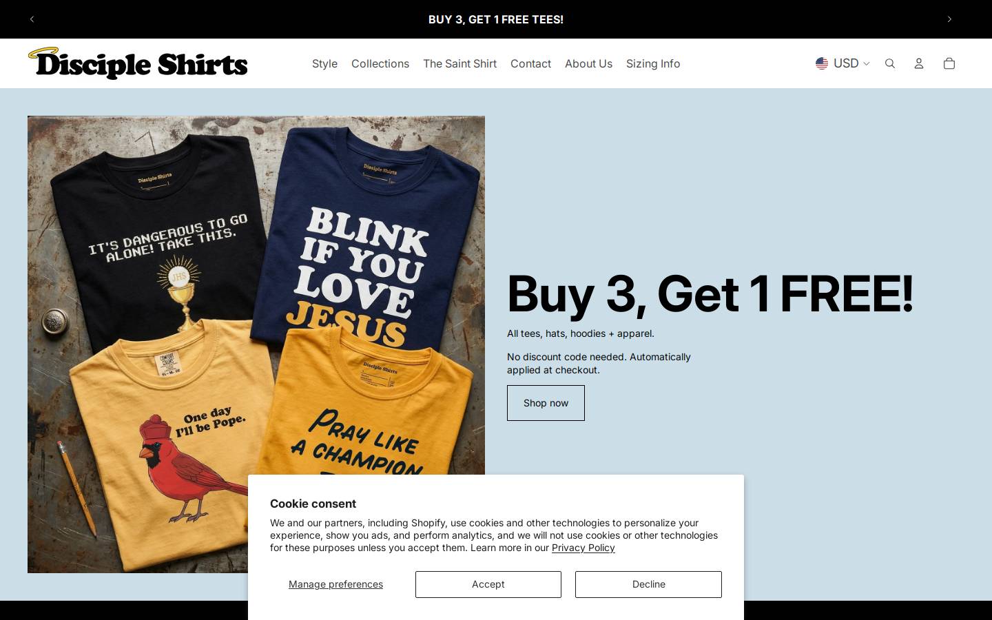 discipleshirts.com homepage screenshot