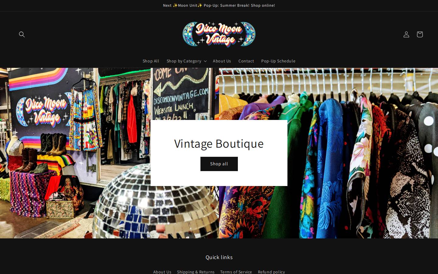 discomoonvintage.com homepage screenshot