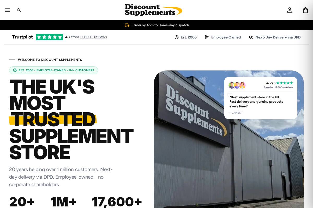 Discount Supplements homepage screenshot