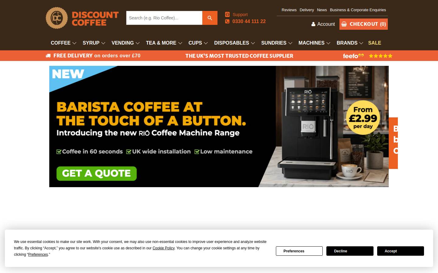 Universal Coffee  homepage screenshot