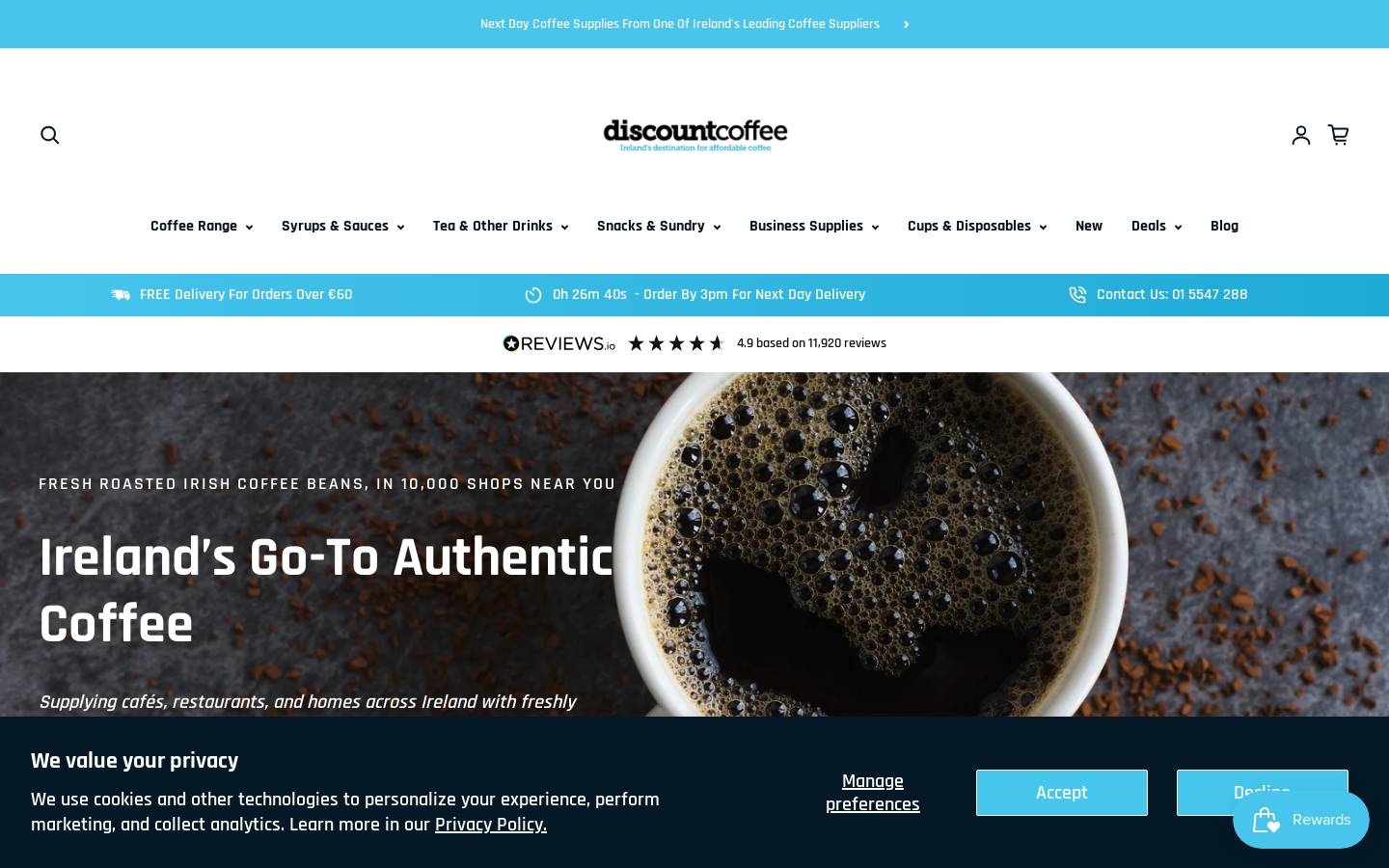 discountcoffee.ie homepage screenshot