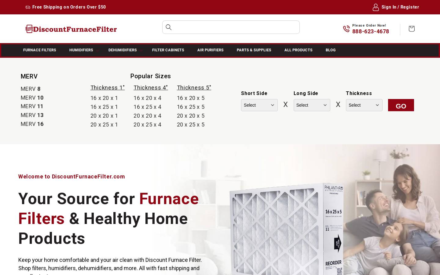 Discount Furnace Filter homepage screenshot