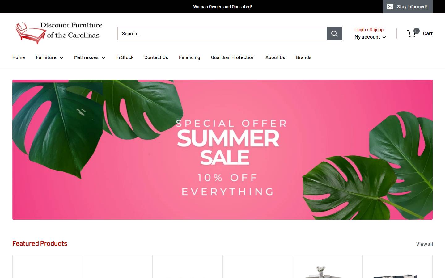 discountfurnitureofthecarolinas.com homepage screenshot