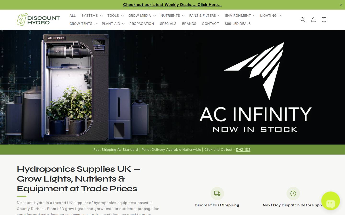 Discounthydro homepage screenshot