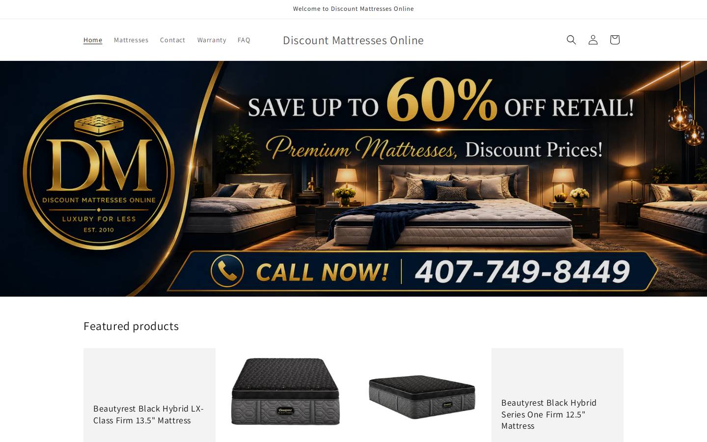 discountmattressesonline.com homepage screenshot
