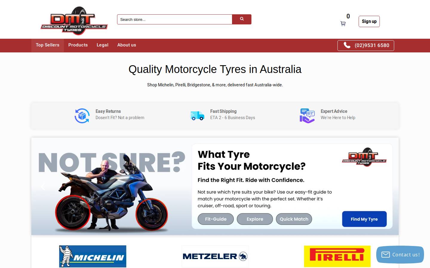 discountmotorcycletyres.com.au homepage screenshot