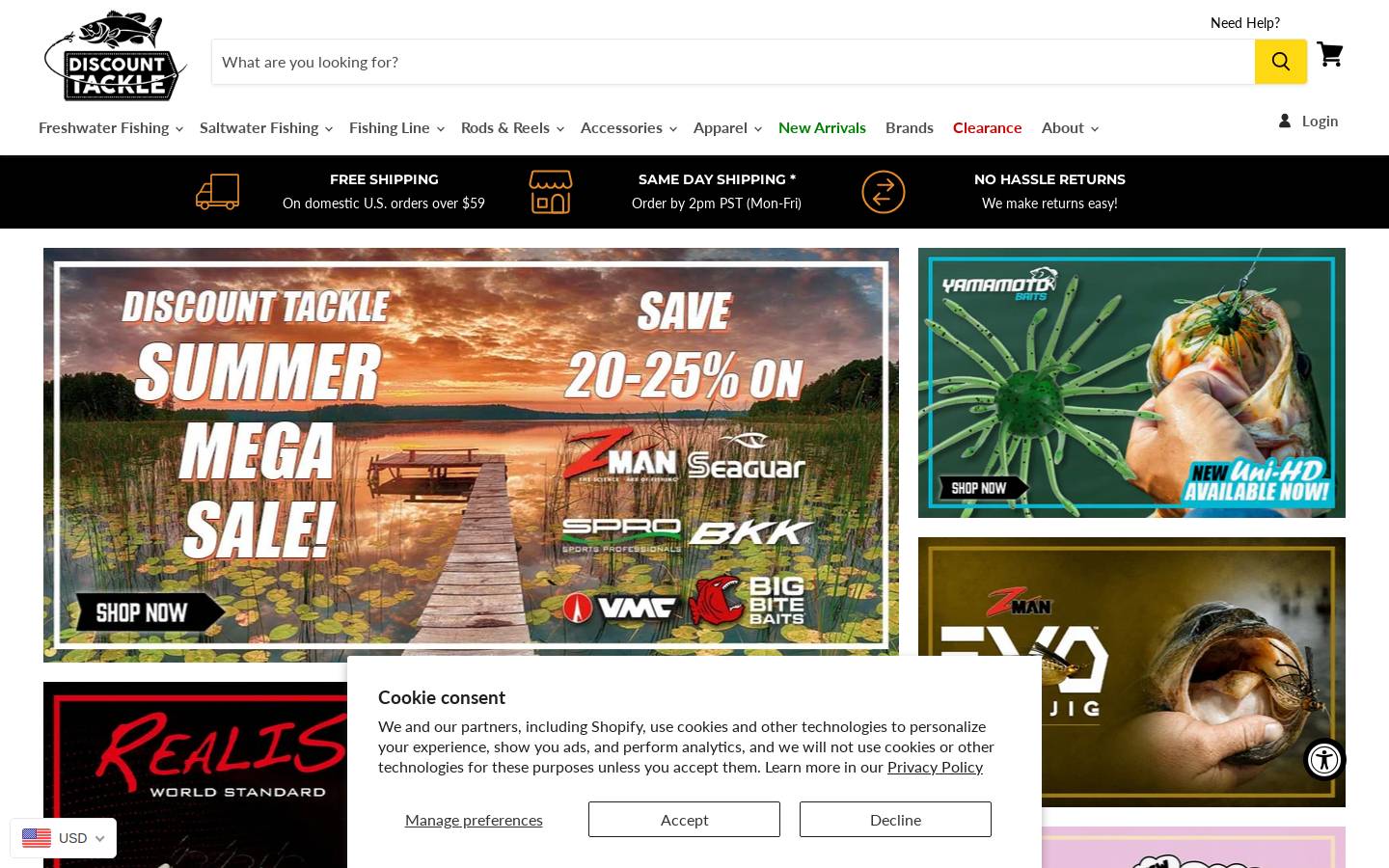Discount Tackle homepage screenshot