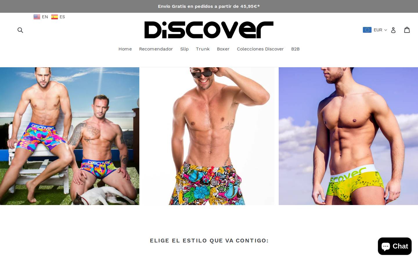 discover-underwear.com homepage screenshot